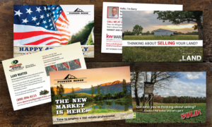 Custom postcard designs for land sales professionals