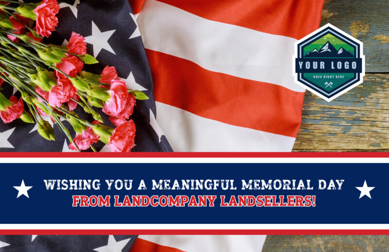 American Flag with Red Flowers