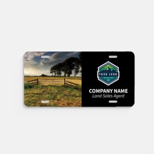 License Plates for Land Sales - Black with Vertical Image Design - example 1